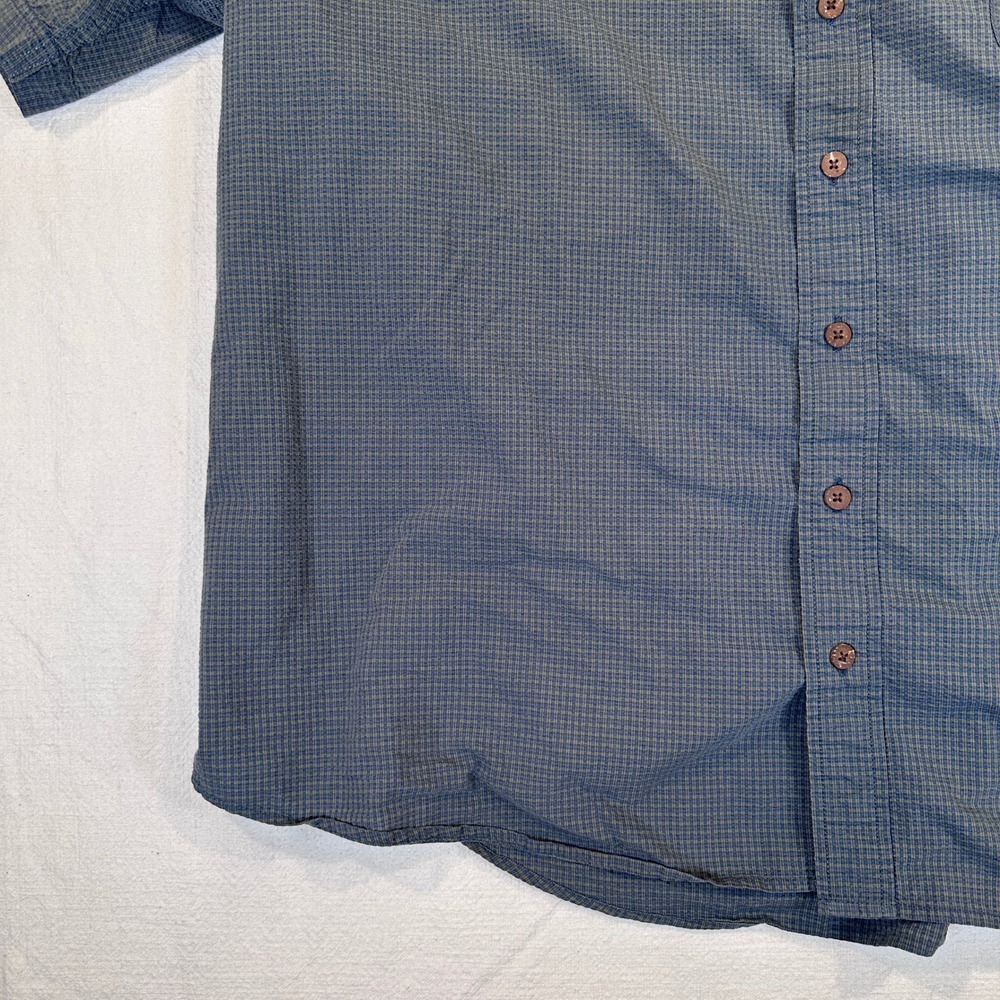 Eddie Bauer Mens 3XL Tall Blue Micro Check Short Sleeve Button Up Shirt Pocket - Picture 7 of 16